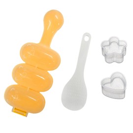 PFLYPF 1 Piece 3 Grid Rice Ball Mould with Rice Spoon and 2 Pieces DIY Rice Ball Mould, Lunch Box, Sushi Mould, Non-Stick Rice Ball Shaker, Sushi Roller Making Kit