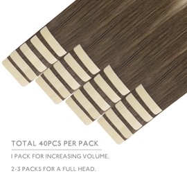 WENNALIFE Tape in Hair Extensions Human Hair, 40pcs 60g 10 inch Ombre Sandy Brown to Platinum Blonde Hair Extensions Real Human Hair Straight Tape in Extensions Invisible Human Hair Extensions
