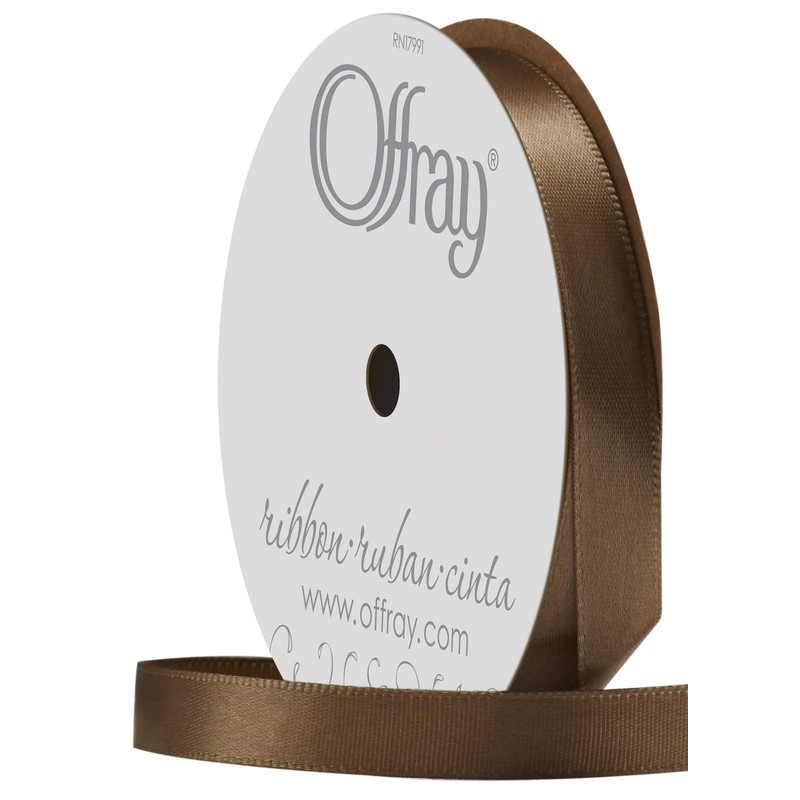 Berwick Offray 346181 3/8" Wide Single Face Satin Ribbon, Mudpie