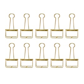 Gold 32mm/1.26in, 10Pcs Metal Foldback Clips, Paper Clamps Binder, Hollow Skeleton Clips for Planner, Journal, Notebook, Office, Stationery Clips, Paper Binder Clip