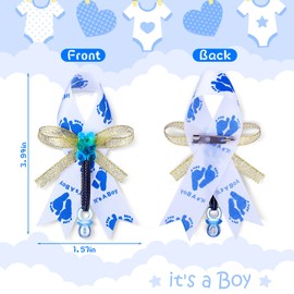 50 Piezas Pines Broches con Lazo para Baby Shower Regalos para Baby Shower Broches de Cinta It's a Boy con Oso y Chupete Azul para Decoraciones de Favores de Fiesta de Revelación de Género