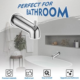 YASINU 7 Inch Slip on Bathtub Spout with Diverter, Compatible with Moen 3839/3853,Extra Long Diverter Tub Spout Fits 1/2" Copper Tube(5/8" Diameter),Chrome