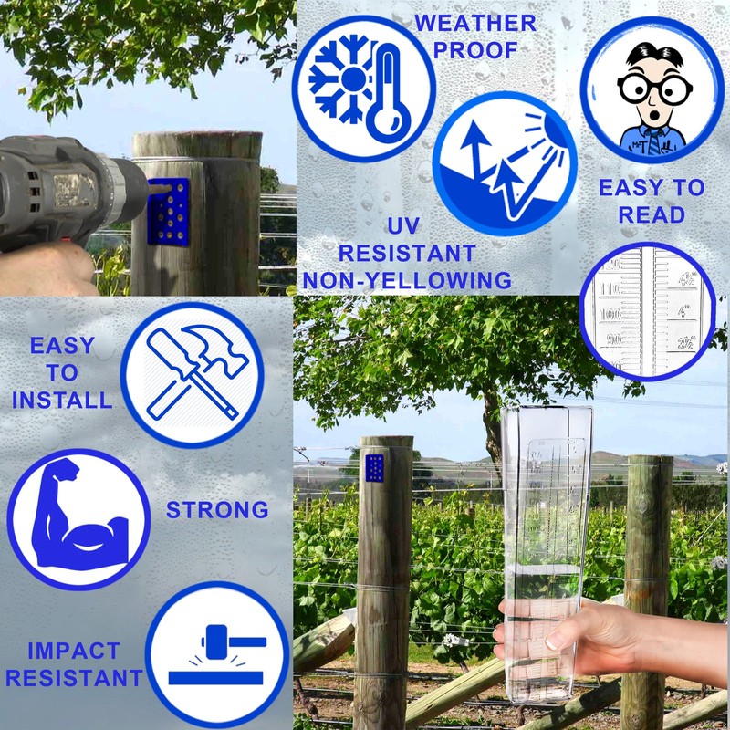 OUTWEST TRADING Professional Outdoor Rain Gauge 6 Inch Capacity for