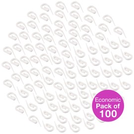 White Plastic Curtain Hooks | Hooks For Pencil Pleat, Window, Door & Shower Curtains | Heavy Duty Hook for Header Tape & Drapery | Pack of 100-2.8 x 1.2cm | The Bead Shop - A UK Brand