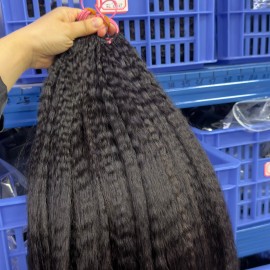 100% Human Hair Crochet Extensions Natural Color Deep Wave Boho Braiding Hair Kinky Straight 100g/Packstyle: kinky straight crochet, color: Natural Black -100grams, Stretched Length: 26 Inches