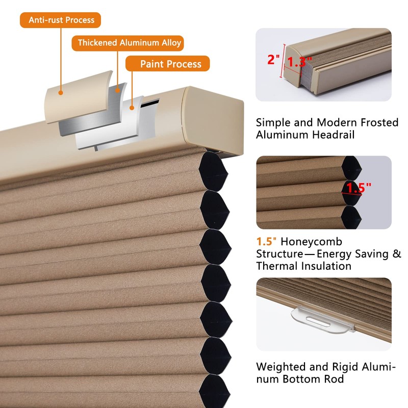 Persilux Custom Blackout Cellular Shades Cordless Window Blinds Honeycomb Blinds