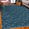 Ambesonne Blue Decorative Area Rug, Abstract Damask Inspired Curvy Flower
