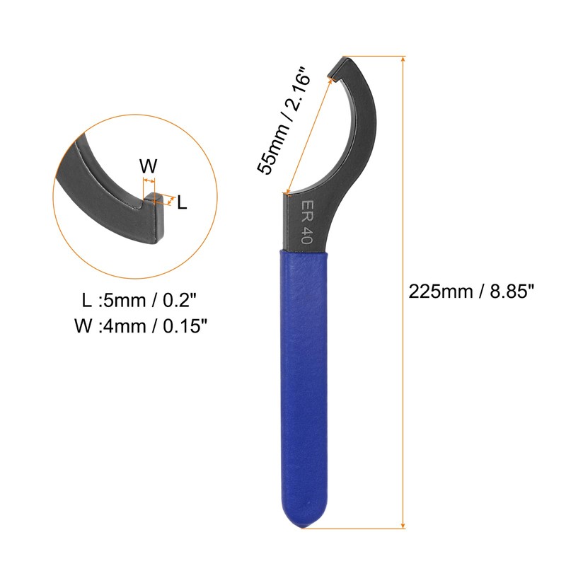 sourcing map C Hook Spanner Wrench ER40 Nut Shock Wrench