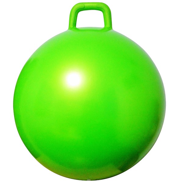 AppleRound Hippity Hoppity Jumping Ball with Ball Pump, 20in/50cm Diameter for Age 7-9, Kangaroo Bouncer, Space Hopper Ball with Handle for Children, Plain Color (Green)