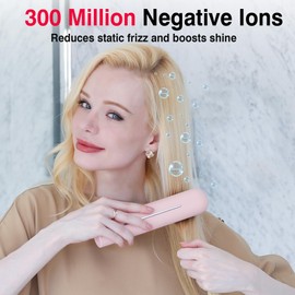 Hair Brush Straightener Cordless, Straightening Comb for Women with 300 Million Negative Ions, 6 Temps 30s Fast Heating, 10000mAh Rechargeable Battery, Portable Travel Frizz-Free, On-The-Go Styling