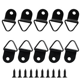 BokWin 100 Pcs Triangle Picture Hangers with Screws D Ring Picture Hang Solutions for Hanging Photos Picture Craft(Black)