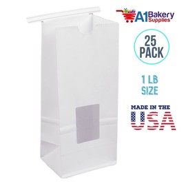 KeepFresh 4 3/4" x 2 1/2" x 9 1/2" 1 lb. White Window Tin Tie & Coffee Bags - Pack of 25