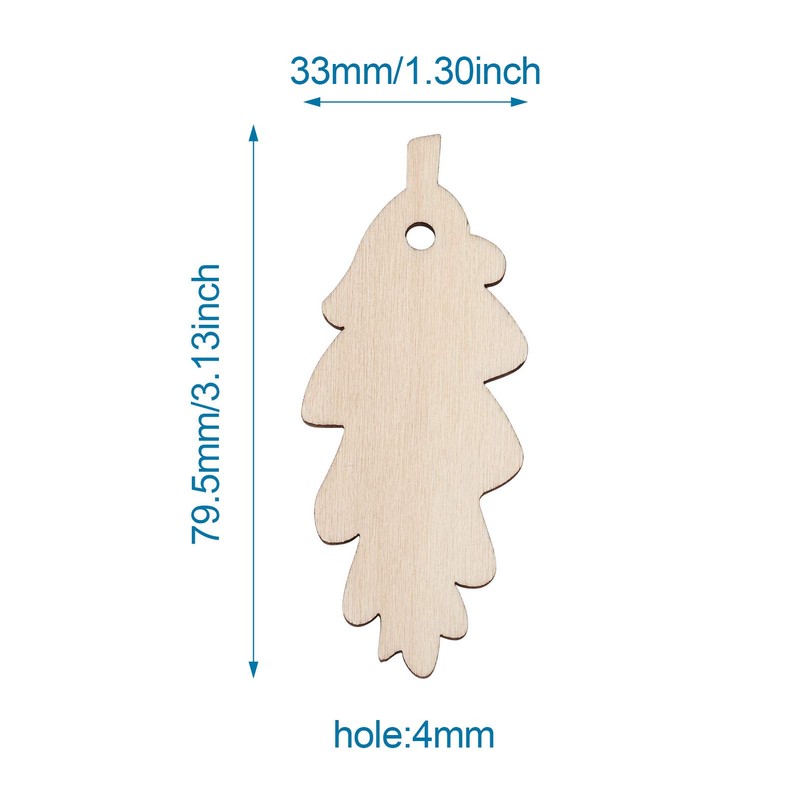 Cheriswelry 50pcs Unfinished Wooden Leaf Pendants Natural Wood Tree Leavse