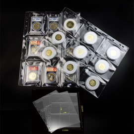 MUROAD Coin Sleeves with 9 Pockets for Collectors, Standard 9 Hole Coin Collection Pages, 10 Sheets Coin Sleeves, Coin Collection Supplies (9 Pockets x 10 Sheets)