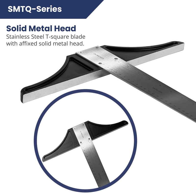 Pacific Arc 24 Inch T Square, Traditional Stainless Steel, Graduated