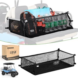 10L0L Golf Cart 4 Passenger Reticulum Bag for Yamaha EZGO Club Car Elastic Netting Small Cargo Net Car Organizer Heavy Duty with Hooks