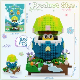 QOQ Easter Eggs and Chick Building Toy Set, Easter Building Blocks Gifts for Kids 8-12, Easter Basket Stuffers Buildings Toys, Easter Decorations Gifts for Boys Girls-859Pcs