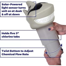 GAME 12902 GAME Solar Light-Up Shark Pool 3-inch Tablet Chlorine Dispenser