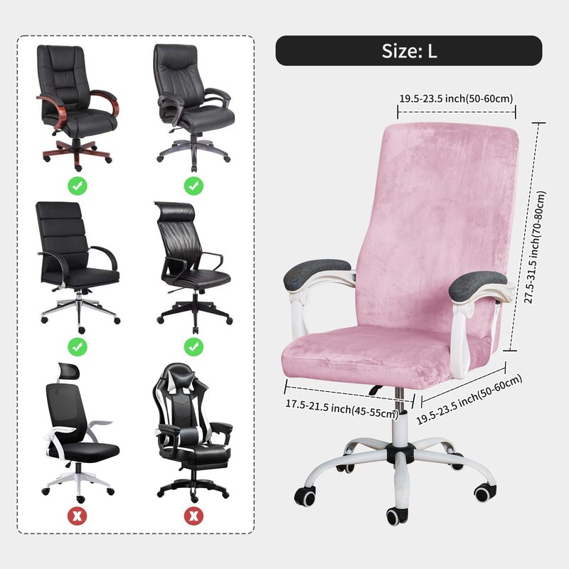 FORCHEER Velvet Large Office Chair Cover Pink Stretchable Computer Armchair