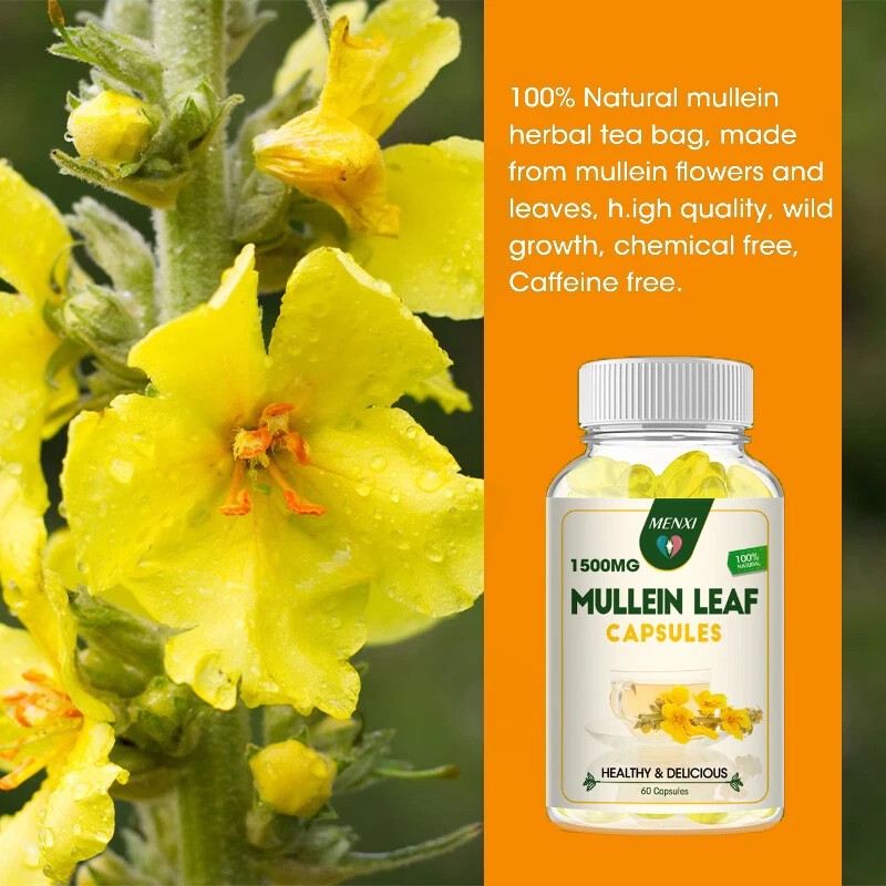 3 Bottles Mullein Leaf Capsules Lung Cleanse Detox Herbal Dietary
