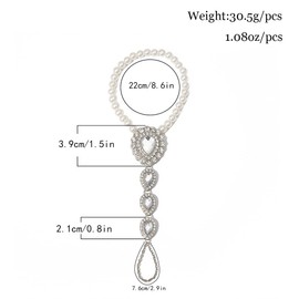 Prosy Boho Crystal Toe Anklets Rhinestone Barefoot Sandal Pearl Ankle Bracelets Beach Foot Jewelry Adjustable for Women and Girls (2PC)