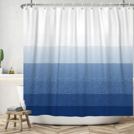 SDOTPMT 105x160cm White Dark Blue Bicolor Shower Curtain Classic Traditional Bath Curtain Minimalist Theme Bathtub Curtain for Bathroom Decor Fabric Polyester Waterproof with Hooks