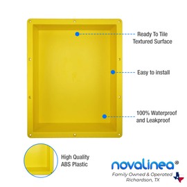 Novalinea 16" x 20" Single Shelf Recessed Shower Niche with Mounting Screws Included, Mounts Flush with 1/2" Backerboard, Ready to Tile, Easy to Install and Waterproof