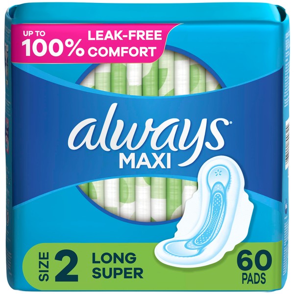 Always Always Maxi Feminine Pads For Women, Size 2 Long