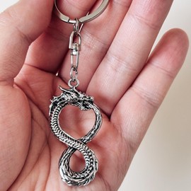 xuanhang Stainless Steel Cool Dragon Charm keychain for Women Men Guys,Dragon Accessories Gifts For Car Key Ring,Backpacks,Bag Tag, Silver, Normal