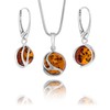 Womens Amber Jewelry Set With Adjustable Snake Chain And Spherical