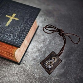 3 Pack Brown Escapulario De La Virgen Del Carmen, Green San Judas Tadeo Escapularios Catolicos, Red Virgen De Guadalupe Necklace Gift For Women Man Mexican Decoration (Brown Virgen del Carmen)