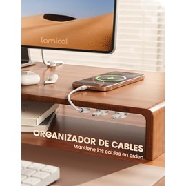Lamicall Organizador de Cable 6Piezas- [Compacto Tamaño] [1s Bloqueo] Sujetador de Cables, Cable Mmanagement, 8mm Ranura Adhesiva Porta Cables para Escritorio Auto, Oficina y Mesa de Noche, Blanco