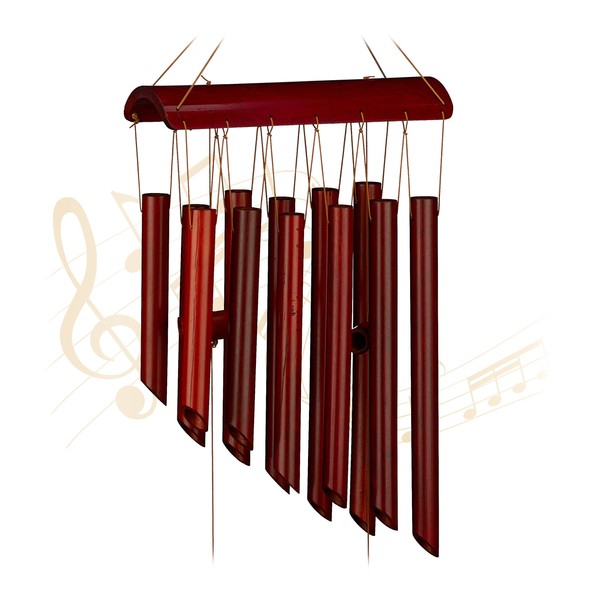 Relaxdays Wind Chime Bamboo, 100%, Brown, 60 x 21 cm