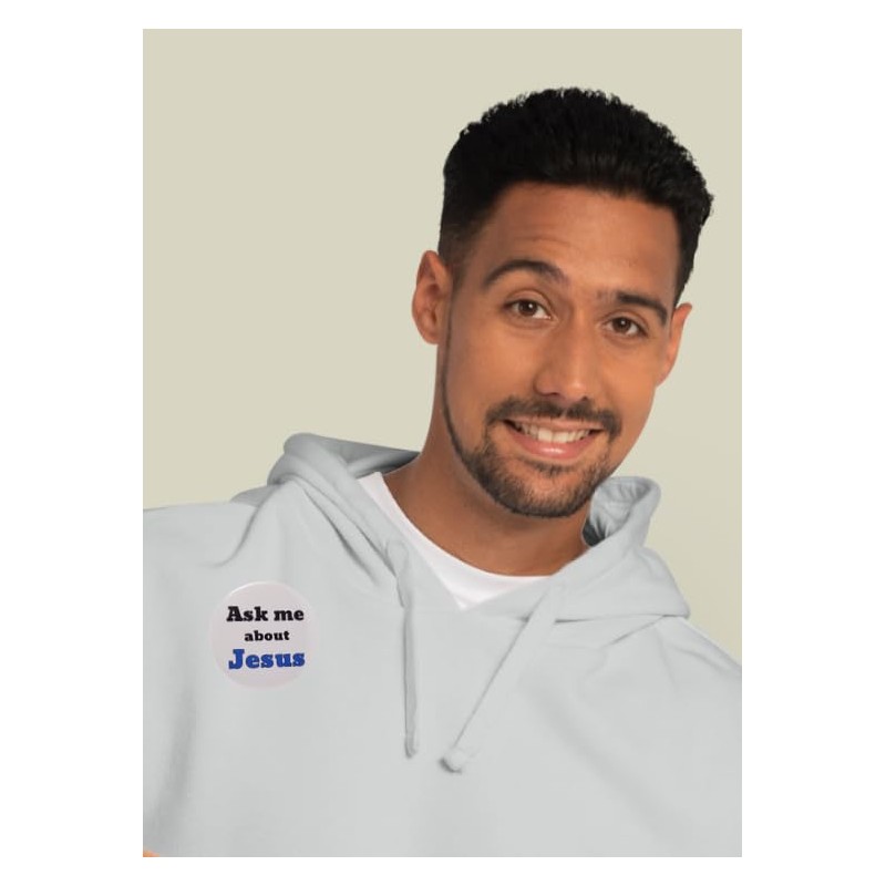 Ask me about Jesus pin - single 2.25" pinback button