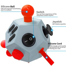 UOOEFUN Fidget Toys, New Autism Toys, Sensory Fidget Toys Relieve Stress and Anxiety for ADD, ADHD, OCD, Autism, Birthday Party Favors Gift (Grey/Red)