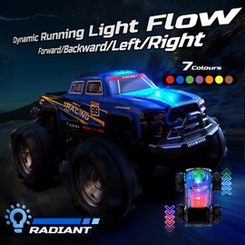 DEERC Amphibious RC Monster Truck/Boat, IPX7 Waterproof Remote Control Car with Gesture Control, 2.4GHz 4WD RC Car, 360° Rotation, LED Light, 40 Minutes Playtime, Toy for Kids 6-12 (Blue)