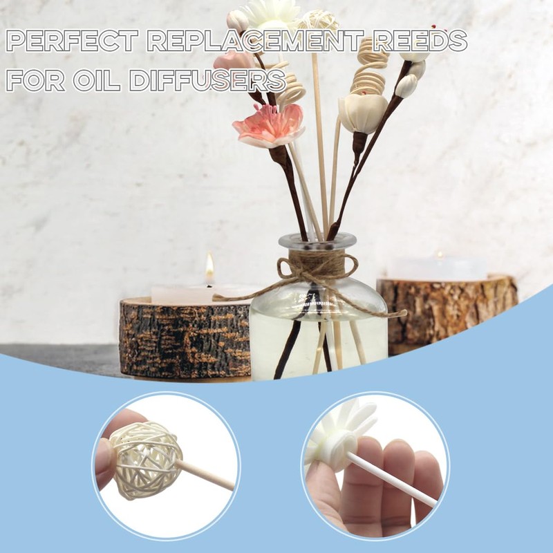 10 Pcs Reed Diffuser Sticks, Natural Rattan Hand Made Flower