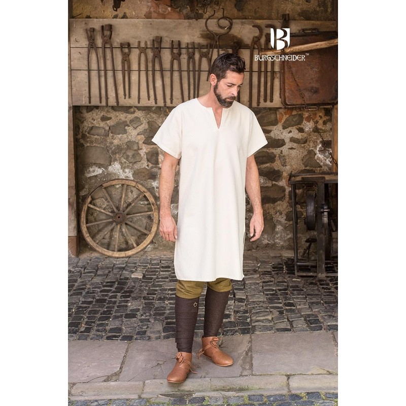 Medieval Undertunic Short Sleeves Men Undergarment Natural Cotton - L