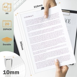 CC ODDHOME Pack of 20 Thermal Binding Covers A4, Spine Width 10 mm, 90 Sheets Binding Capacity, A4 Sliding Bar Binder for Office School File Documents Organiser (White)