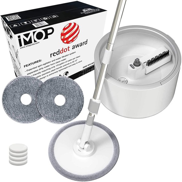 iMop V1 Spin Floor Cleaning System with Patented Bucket Water Filtration - CLEANEST WAY TO MOP, Marble, Tile, VinyI, and Laminate