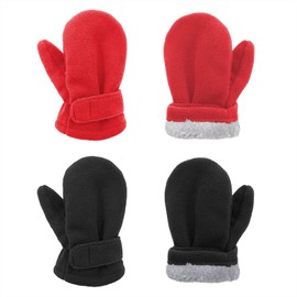 Guantes de invierno para niños, de forro polar, guantes de nieve cálidos, para niños, niñas, guantes de esquí, color negro y rojo, talla L