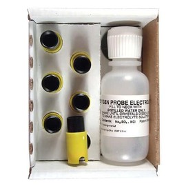 YSI 5908 Replacement DO Cap Membrane Kit; 6 Yellow Screw-on Cap Membranes (1.25 mil PE), Bottle of Electrolyte, and Sanding Disc