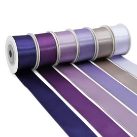 BVIEAKD Double Sided Purple Satin Ribbon 1-Inch Width 30 Yards 6 Rolls Solid Color Perfect for Crafts Wedding Decorations Bow Making Art Sewing and More