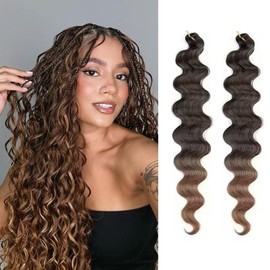 Falaimei Body Wave Braiding Hair 30 Inch 2 Pack Pre-Feathered Braiding Hair Black Boho Box Braids for Goddess Box Braid Crochet Hair Synthetic Hair Extension Crochet Braids (1B/30#,150g/pack)