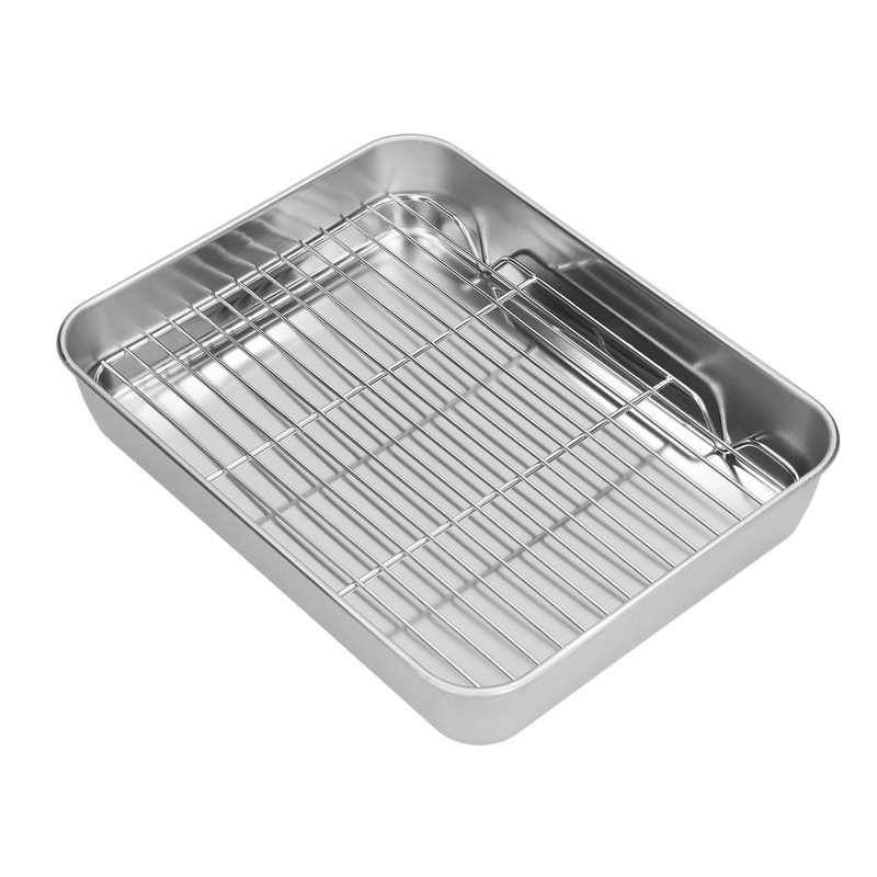 Roasting Pan and Rack Set Stainless Steel Easy Clean Rectangular