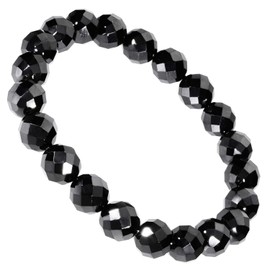 Shinjuku Gin no Kura 0.3 inch (8 mm) Ball Natural Black Spinel Cut Bracelet, Natural Stone, Power Stone, Simple, Stone Silver, 17.5cm (Men's M, Women's L)