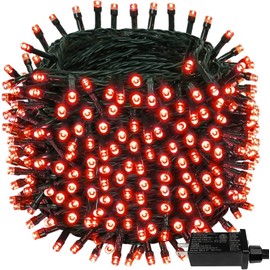 BHCLIGHT 95FT Green Wire 240 LED Christmas String Lights for Outdoor/Indoor, Plug in Christmas Tree Lights with 8 Modes, Outdoor and Indoor String Lights for Easter Decorations Party Wedding (Red)