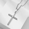 Men Women Stainless Steel Cross Necklace Simple Crucifix Jewelry (Silver,