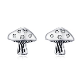 Mushroom Earrings 925 Sterling Silver Mushroom Stud Earrings Cute Cartoon Earrings Mushroom Jewelry Gift for Anniversary Birthday Gifts for Girlfriend Mom