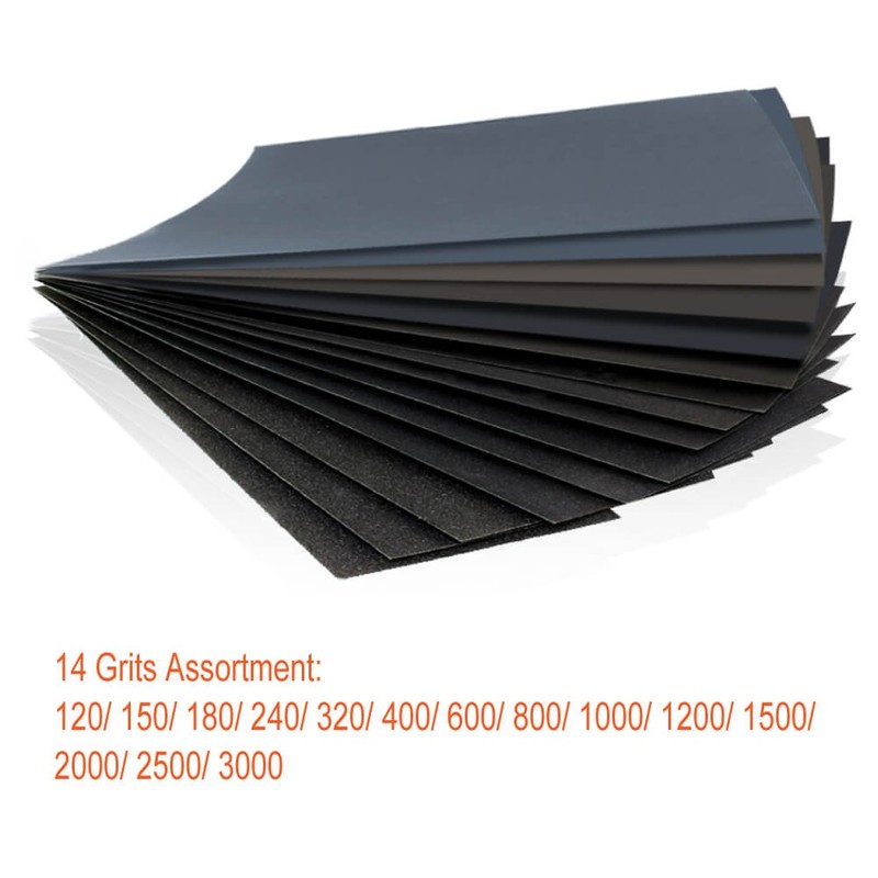 28 Pcs 120 to 3000 Grit Wet Dry Sandpaper Assortment